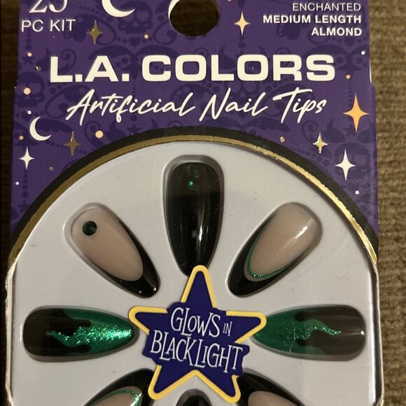 L.A. Colors Artificial Nails Beautifully Bewitched Enchanted Medium Length Almon - Picture 3 of 8